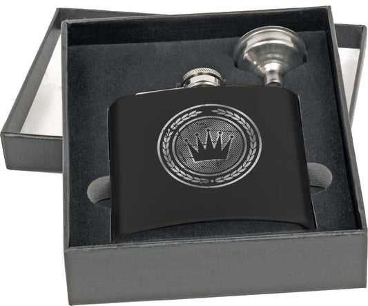 Custom 6 oz. Matte Black Stainless Steel Flask Set with Funnel