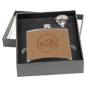 Custom 6 oz. Stainless Steel Leather Flask Set with Funnel