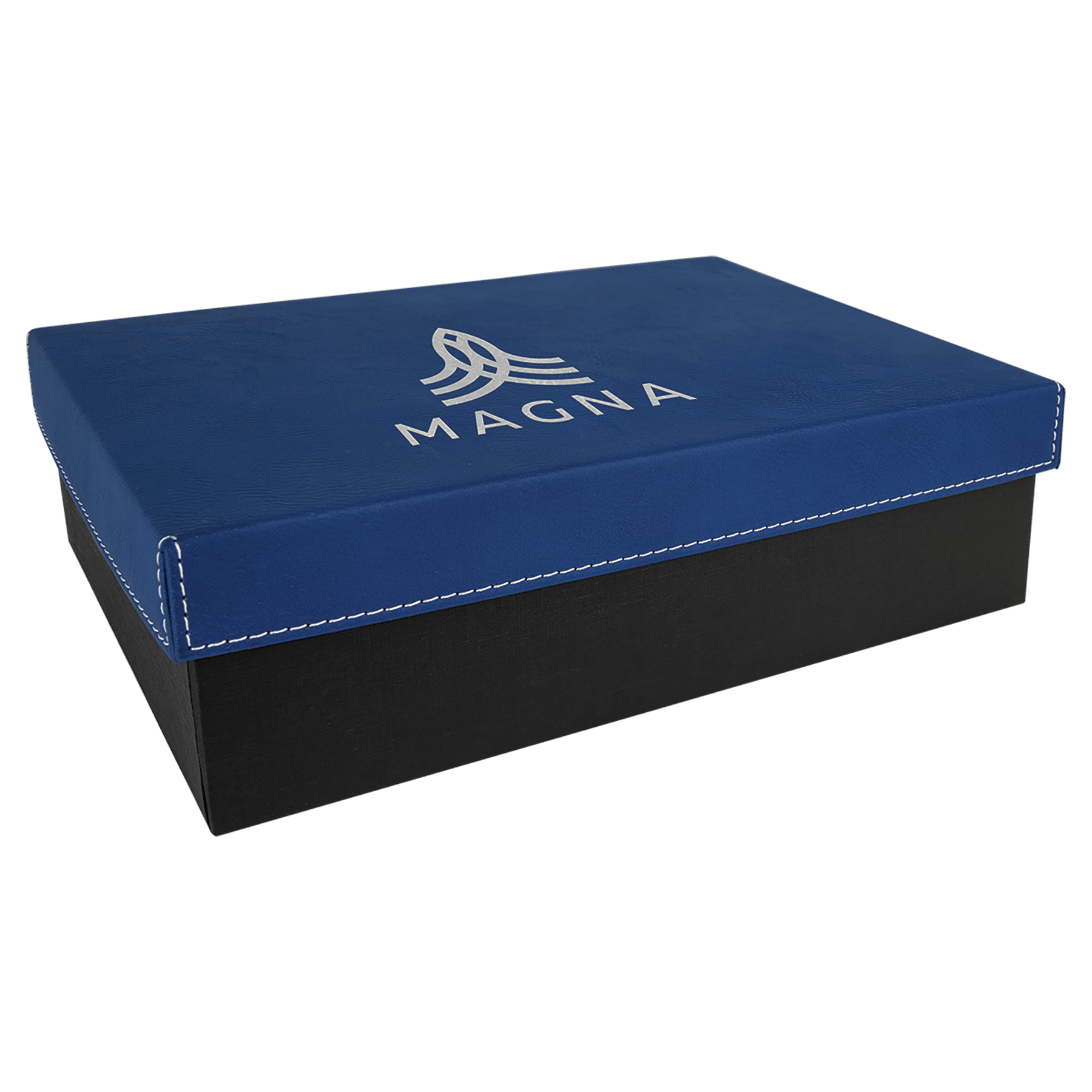 Personalized Blue/Silver Leatherette Gift Box - Leatherette