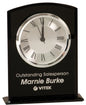 Black Custom Engraved Glass Arch Clock with Base
