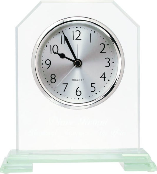 Clipped Corner Custom Engraved Glass Clock