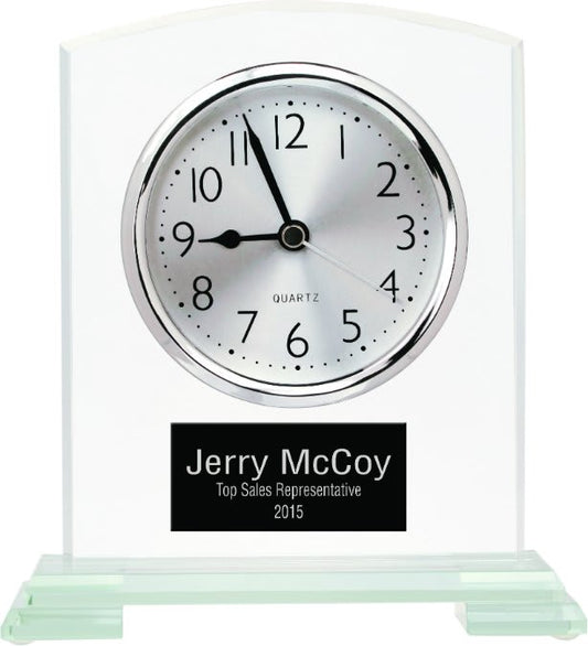 Square Arch Custom Engraved Glass Clock