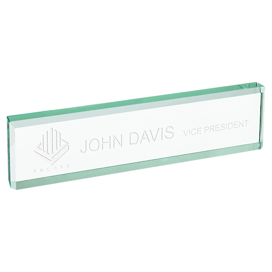 Jade Custom Engraved Glass Desk Wedge