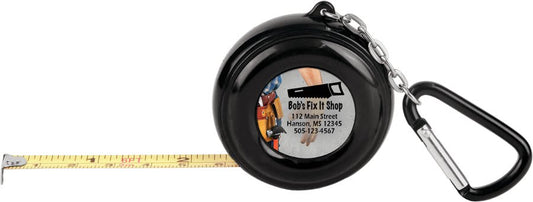 6' Black Tape Measure Personalized Keychain (insert sold separately)