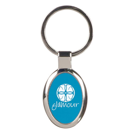 Blue Anodized Aluminum Oval Personalized Keychain