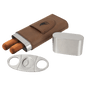 Personalized Dark Brown Leatherette Cigar Case with Cutter - Leatherette