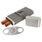Personalized Gray Leatherette Cigar Case with Cutter - Leatherette