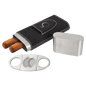 Personalized Black/Silver Leatherette Cigar Case with Cutter - Leatherette