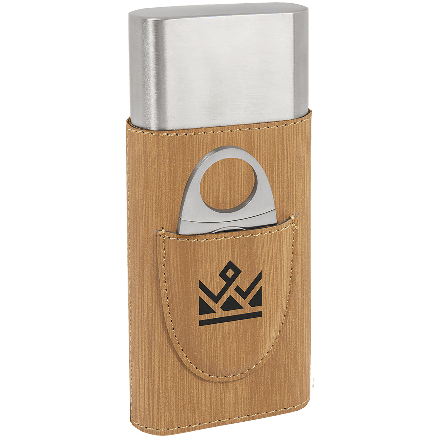 Personalized Bamboo Leatherette Cigar Case with Cutter - Leatherette