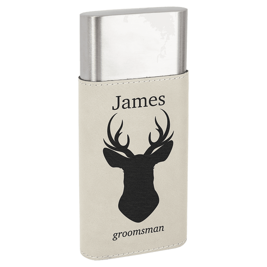 Personalized White Leatherette Cigar Case with Cutter - Leatherette