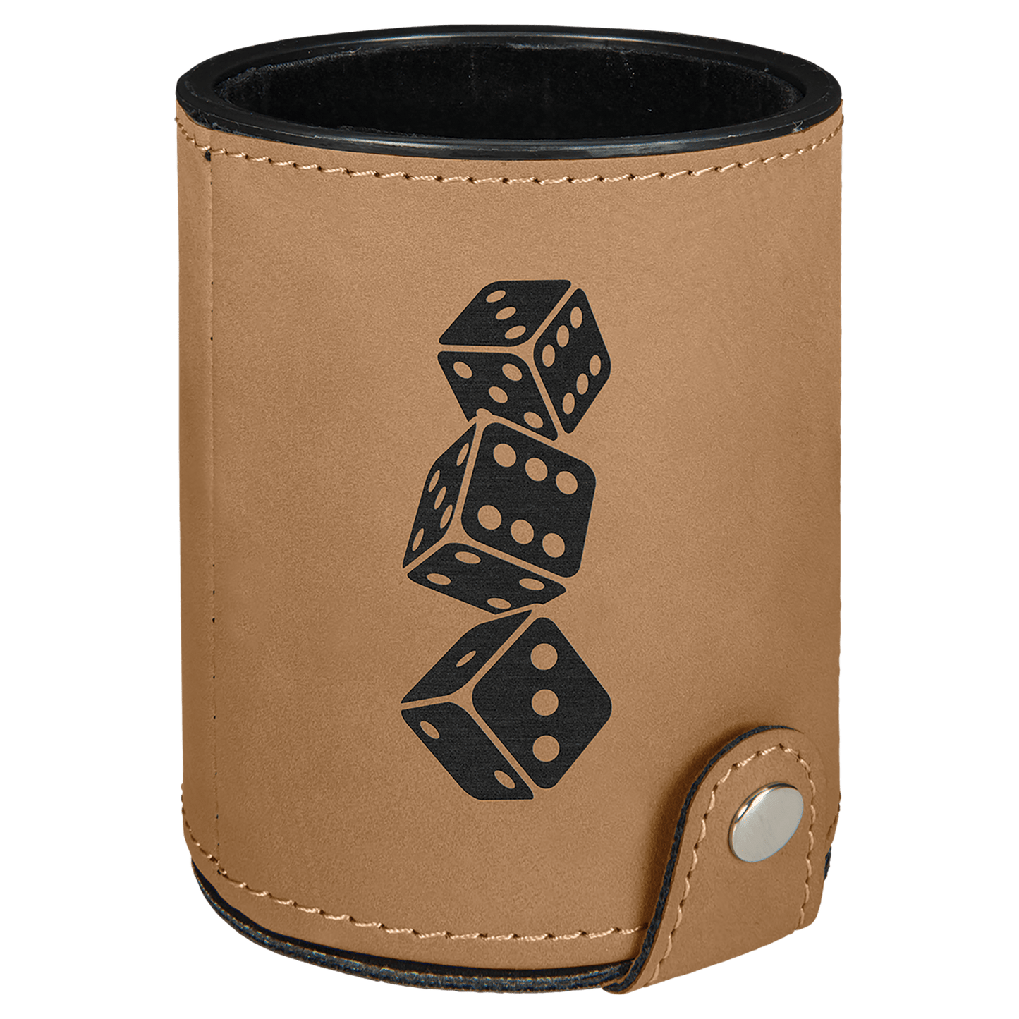 Personalized Light Brown Leatherette Dice Cup Set - Leatherette