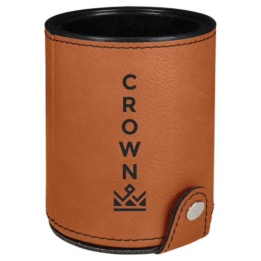Personalized Rawhide Leatherette Dice Cup Set - Leatherette