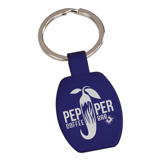Blue Rectangle Metal Personalized Keychain