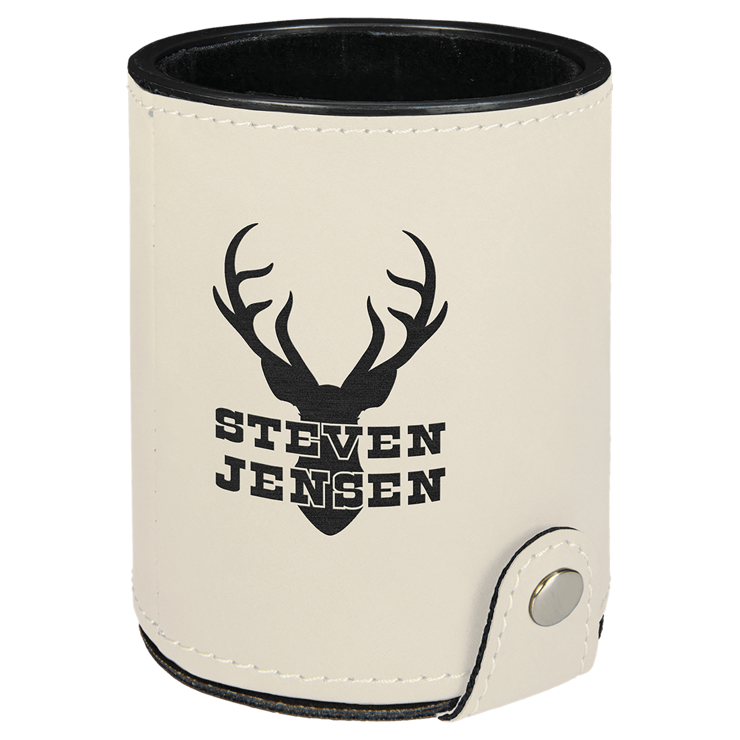 Personalized White Leatherette Dice Cup Set - Leatherette