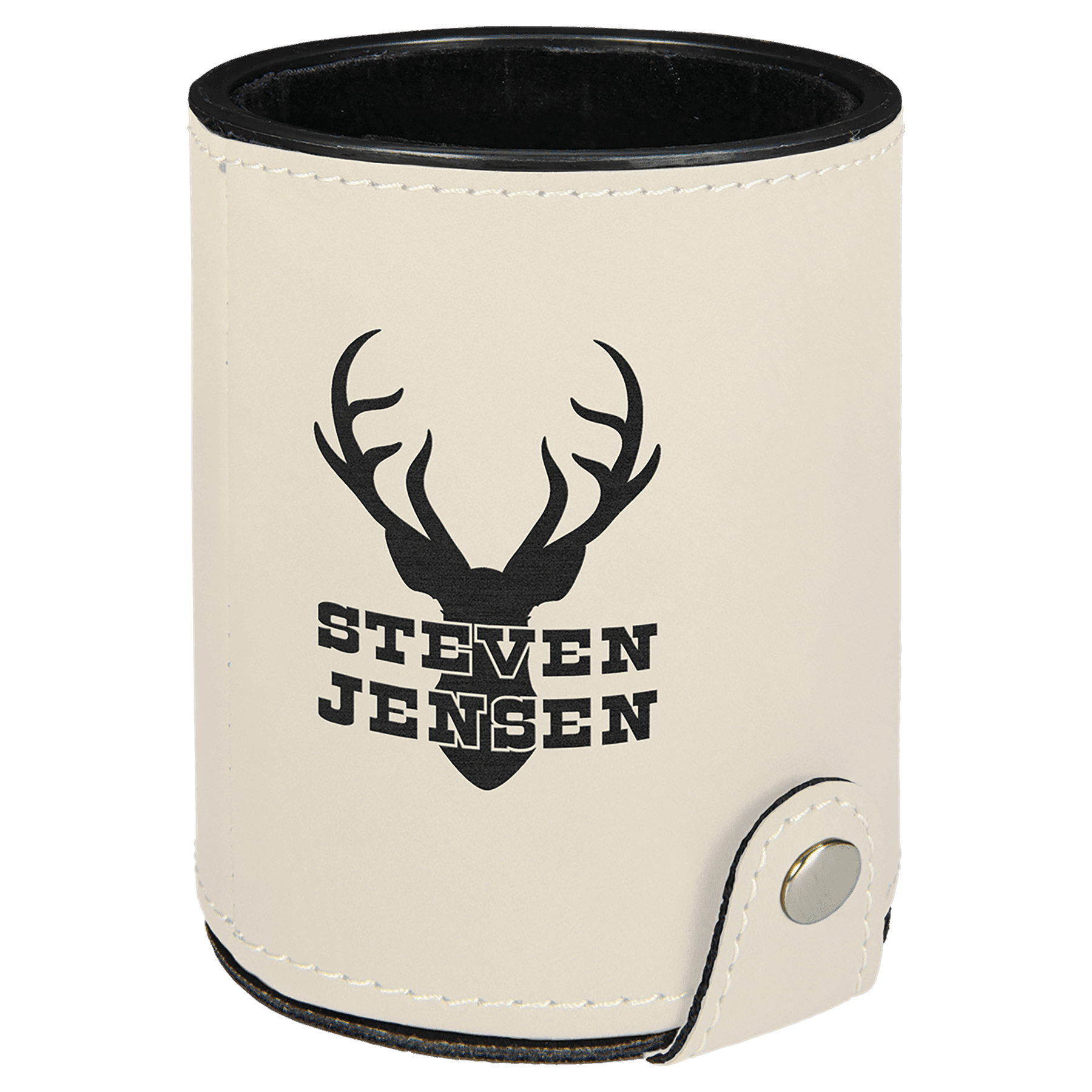 Personalized White Leatherette Dice Cup Set - Leatherette