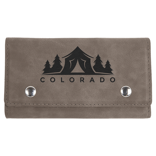 Personalized Gray Leatherette Card and Dice Set - Leatherette