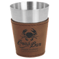 Dark Brown Leatherette Wrapped Stainless Steel Shot Custom Engraved Glass - Leatherette