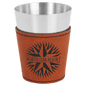 Rawhide Leatherette Wrapped Stainless Steel Shot Custom Engraved Glass - Leatherette