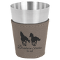 Gray Leatherette Wrapped Stainless Steel Shot Custom Engraved Glass - Leatherette