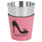 Pink Leatherette Wrapped Stainless Steel Shot Custom Engraved Glass - Leatherette