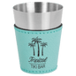 Teal Leatherette Wrapped Stainless Steel Shot Custom Engraved Glass - Leatherette