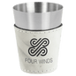 White Marble Leatherette Wrapped Stainless Steel Shot Custom Engraved Glass - Leatherette