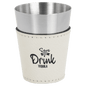 White Leatherette Shot Custom Engraved Glass - Leatherette