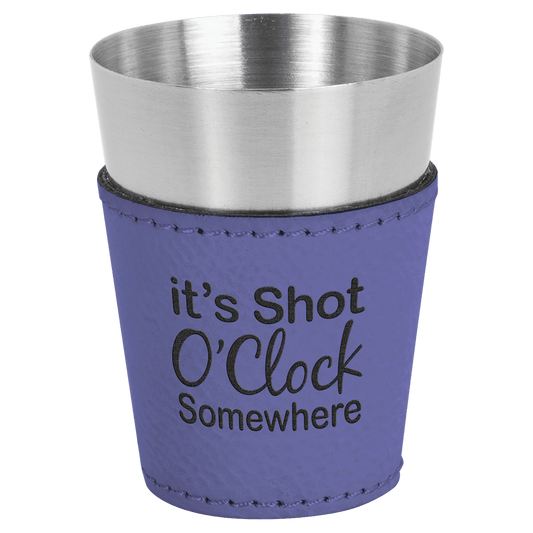 Purple Leatherette Shot Custom Engraved Glass - Leatherette
