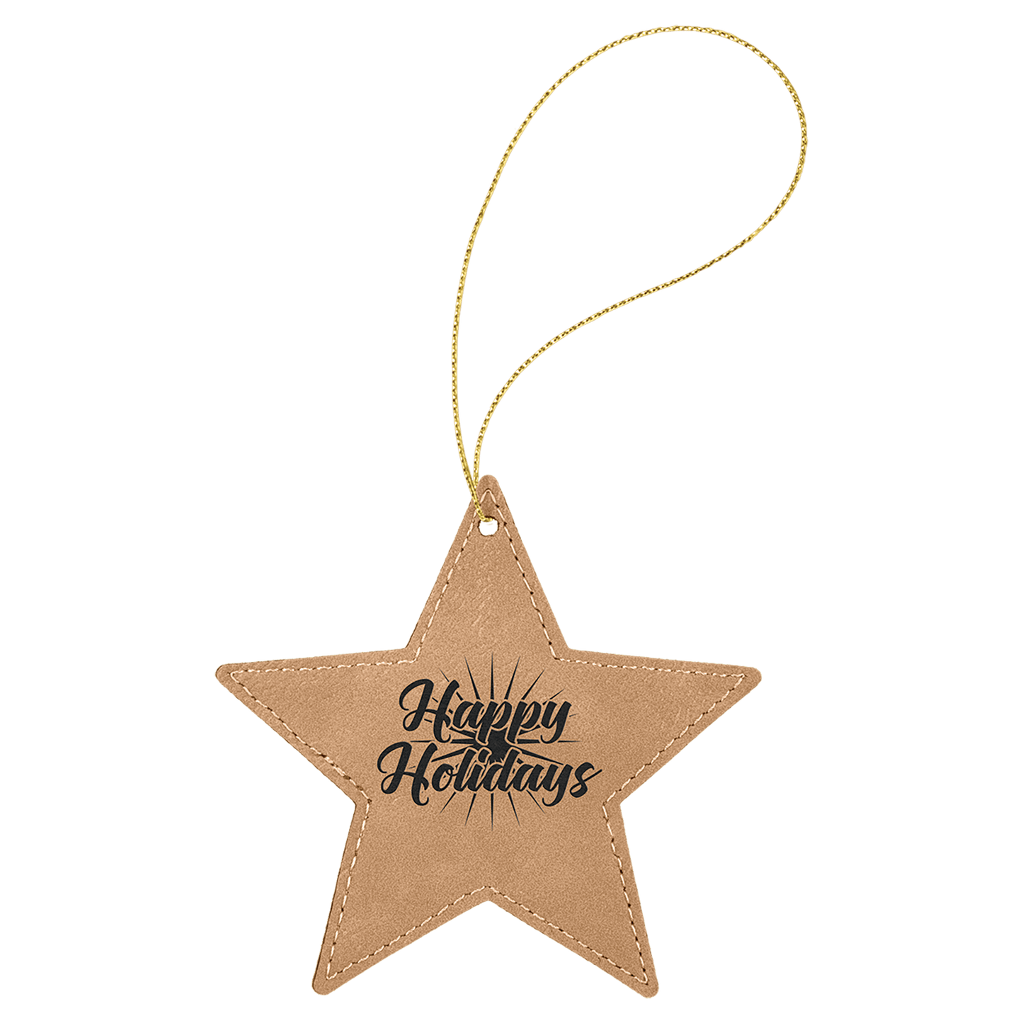 Personalized Light Brown Leatherette Star Ornament - Leatherette