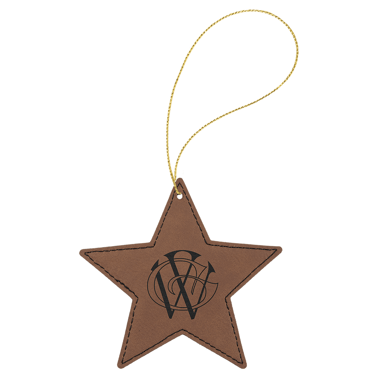Personalized Dark Brown Leatherette Star Ornament - Leatherette