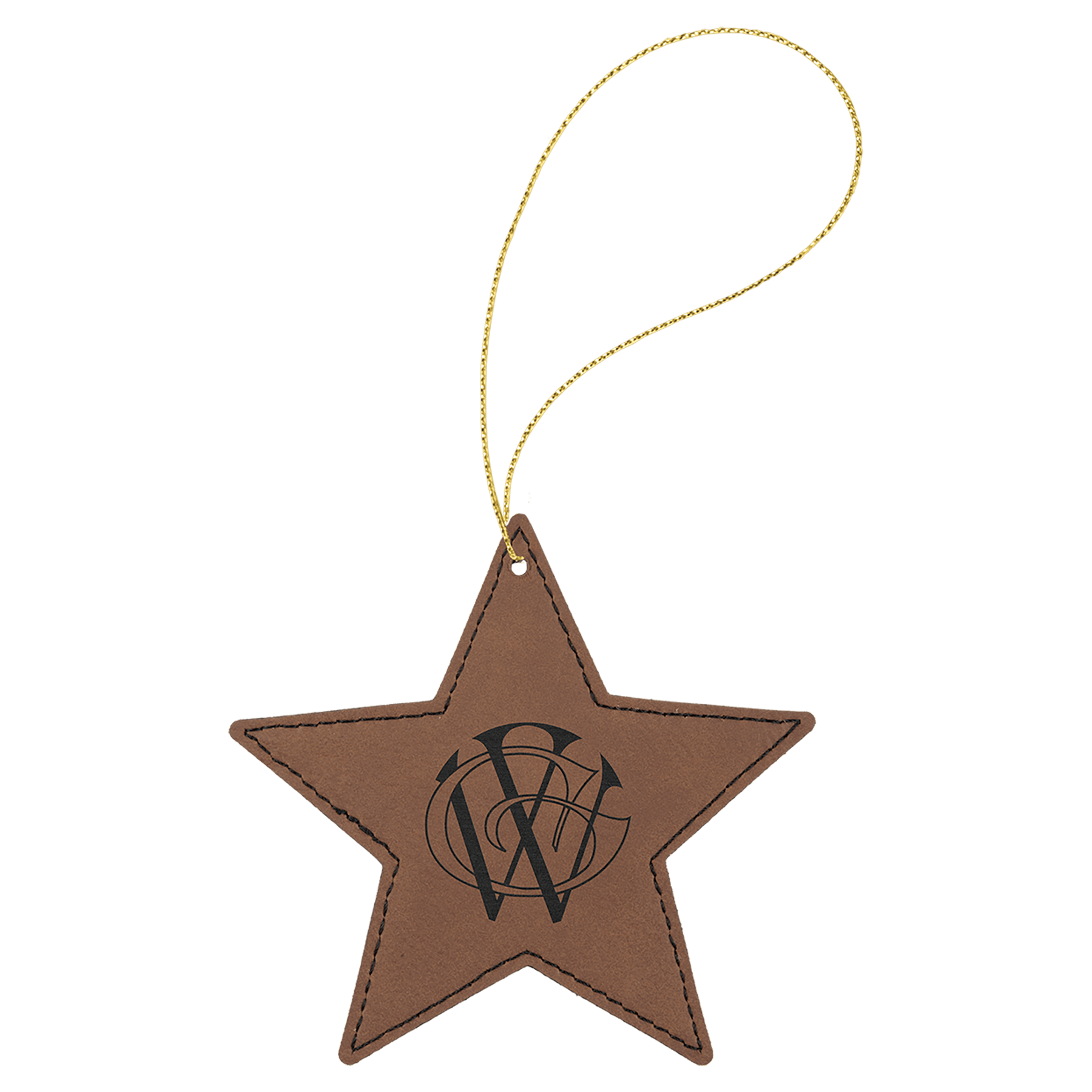 Personalized Dark Brown Leatherette Star Ornament - Leatherette