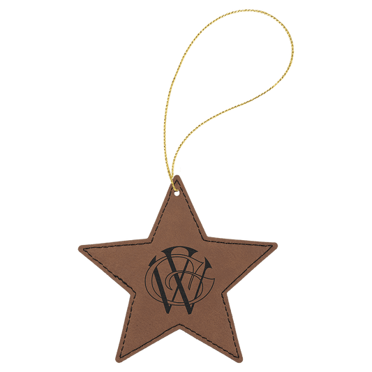 Personalized Dark Brown Leatherette Star Ornament - Leatherette