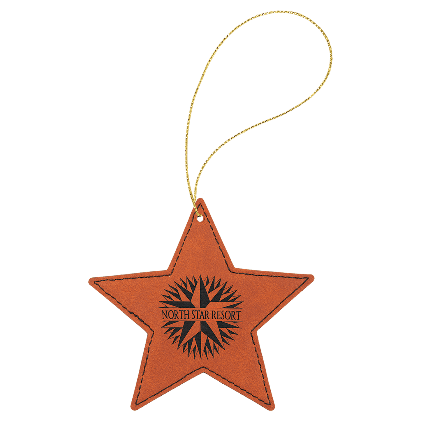 Personalized Rawhide Leatherette Star Ornament - Leatherette