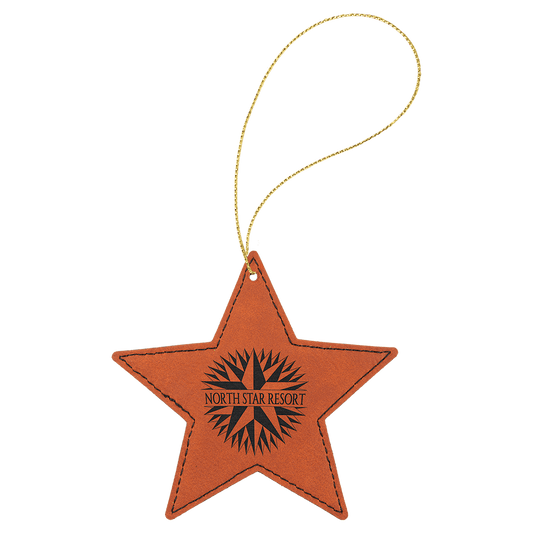 Personalized Rawhide Leatherette Star Ornament - Leatherette