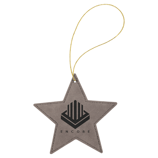 Personalized Gray Leatherette Star Ornament - Leatherette