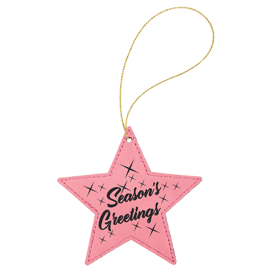 Personalized Pink Leatherette Star Ornament - Leatherette