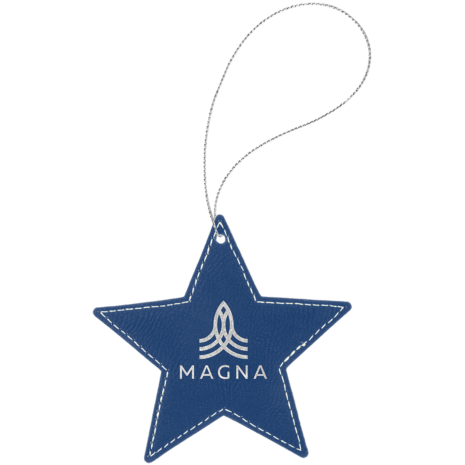 Personalized Blue/Silver Leatherette Star Ornament - Leatherette