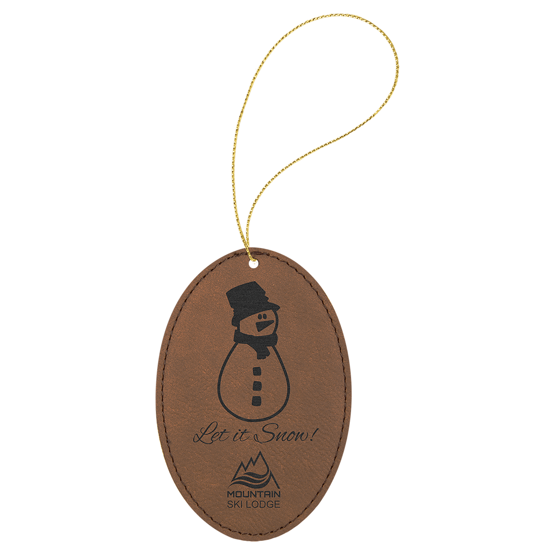 Personalized Dark Brown Leatherette Oval Ornament - Leatherette