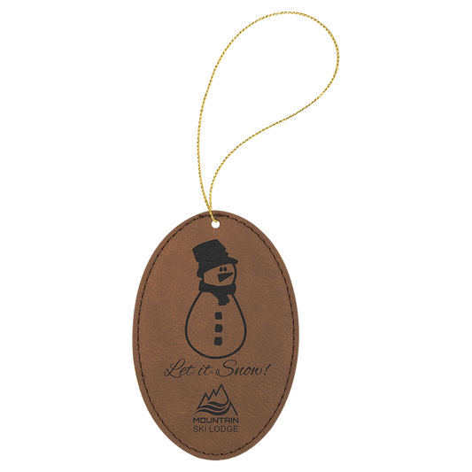 Personalized Dark Brown Leatherette Oval Ornament - Leatherette