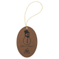Personalized Dark Brown Leatherette Oval Ornament - Leatherette