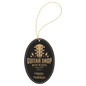 Personalized Black/Gold Leatherette Oval Ornament - Leatherette