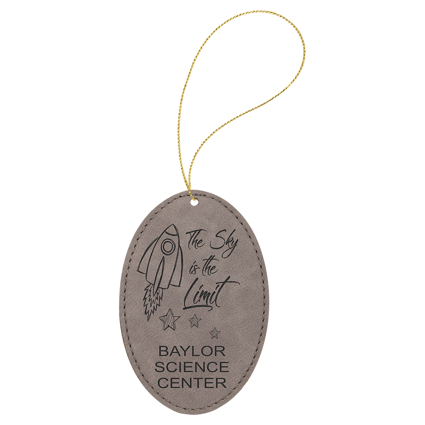 Personalized Gray Leatherette Oval Ornament - Leatherette