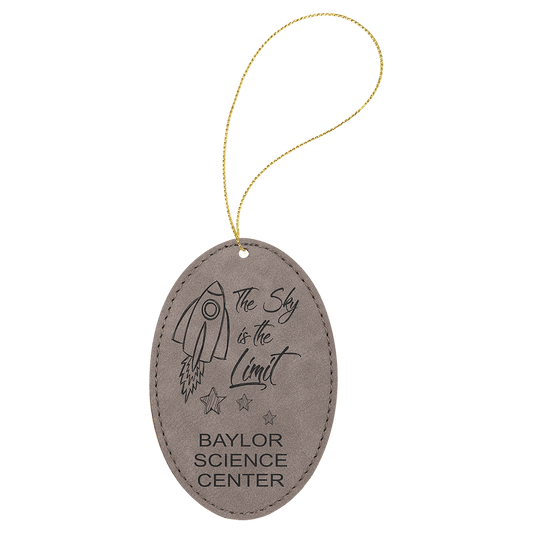 Personalized Gray Leatherette Oval Ornament - Leatherette