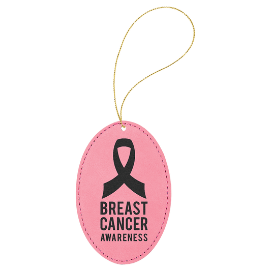 Personalized Pink Leatherette Oval Ornament - Leatherette