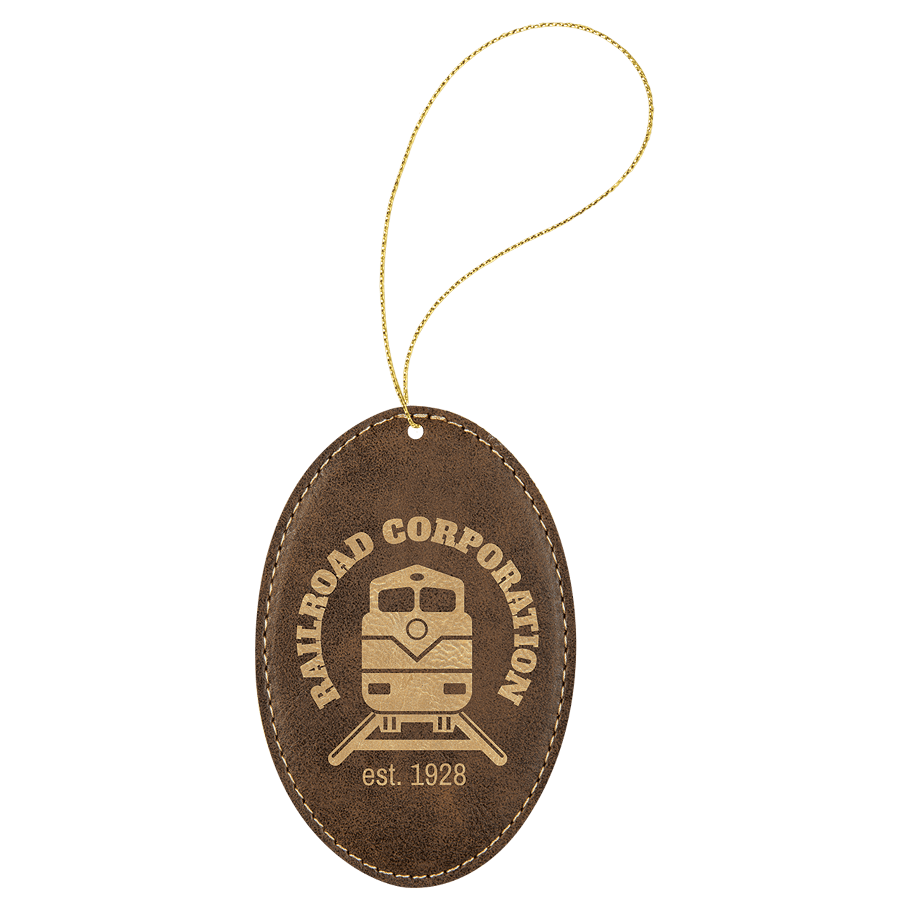 Personalized Rustic/Gold Leatherette Oval Ornament - Leatherette