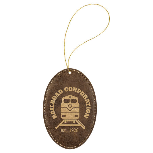 Personalized Rustic/Gold Leatherette Oval Ornament - Leatherette