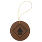 Personalized Dark Brown Leatherette Round Ornament - Leatherette
