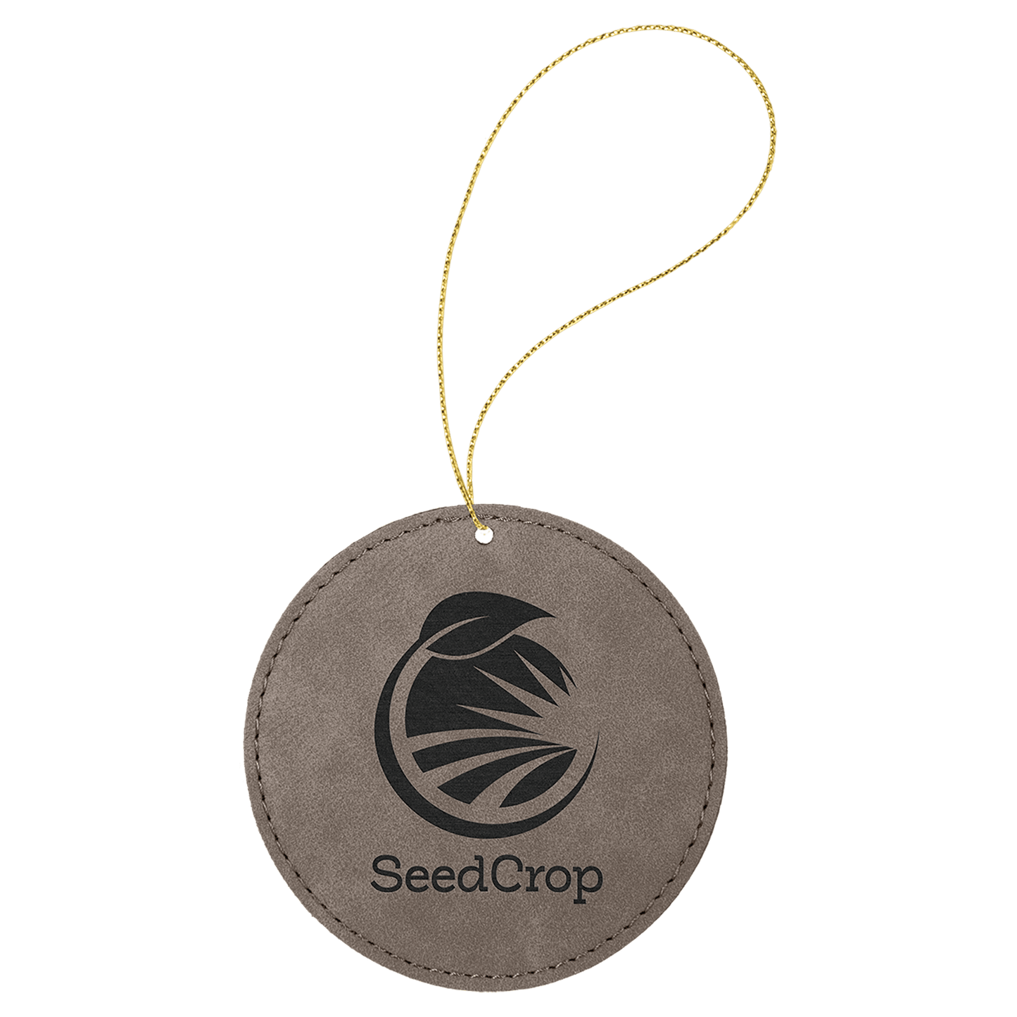 Personalized Gray Leatherette Round Ornament - Leatherette