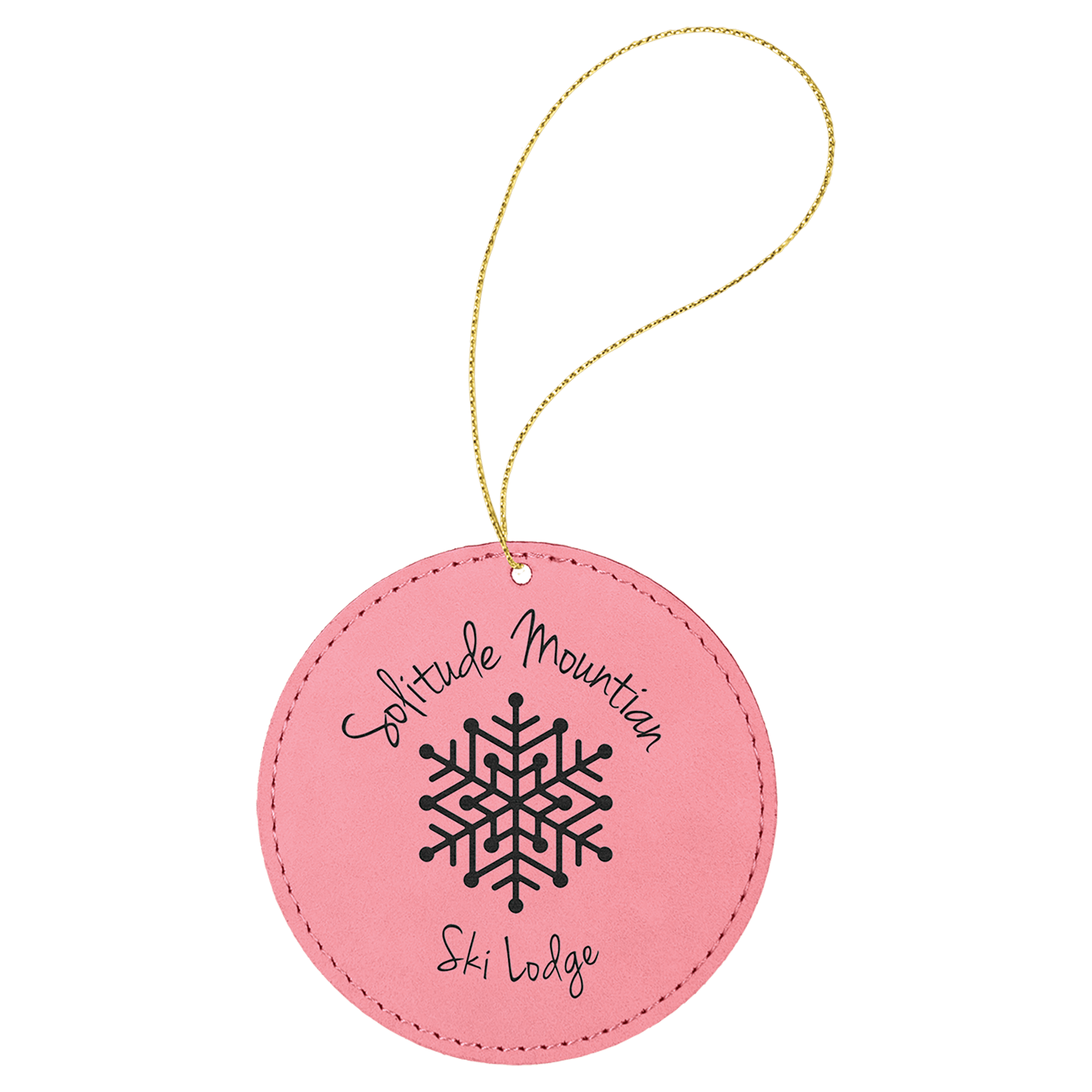 Personalized Pink Leatherette Round Ornament - Leatherette