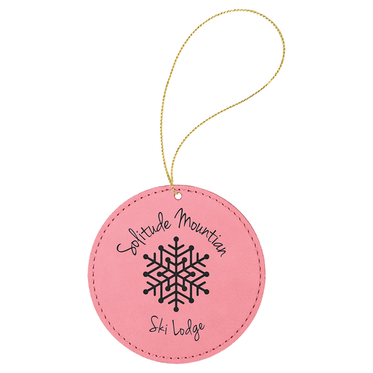 Personalized Pink Leatherette Round Ornament - Leatherette